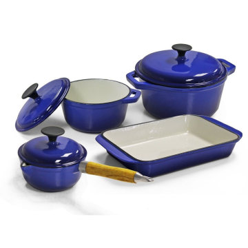 Blue Enamel Cast Iron Cookware Set